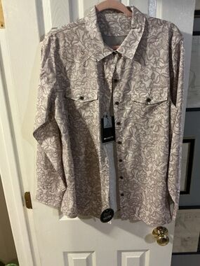 Ariat Light Taupe Paisley Button-Front Western Venttek Shirt